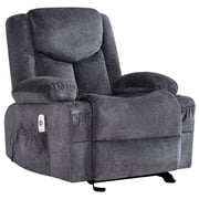 HYSpacerX Recliner Chair with Massage and Heating, Adjustable Swivel Rocker with Cup Holders and Side Pockets, for Living Room, Bedroom, Gray