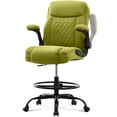 thumbnail image 1 of HYSpacerX Tall Drafting Office Chair, Ergonomic Faux Leather High Computer Chair with Adjustable Height & Flip-Up Armrest, Heavy Duty Counter Height Stool for Sit Stand Desk, Green, 1 of 7