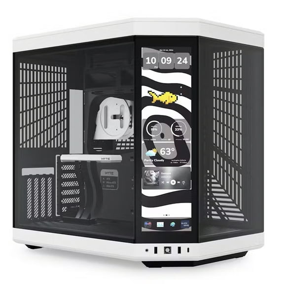 Hyte Y70 Touch Infinite Dual Chamber ATX Mid Tower Modern Aesthetic Case with Integrated 2.5K LCD Touchscreen - Panda