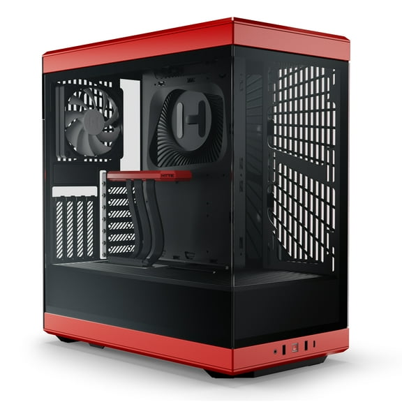 HYTE Y40 Modern Aesthetic Panoramic Tempered Glass Mid-Tower ATX Computer Gaming Case with PCIE 4.0 Riser Cable Included, Red