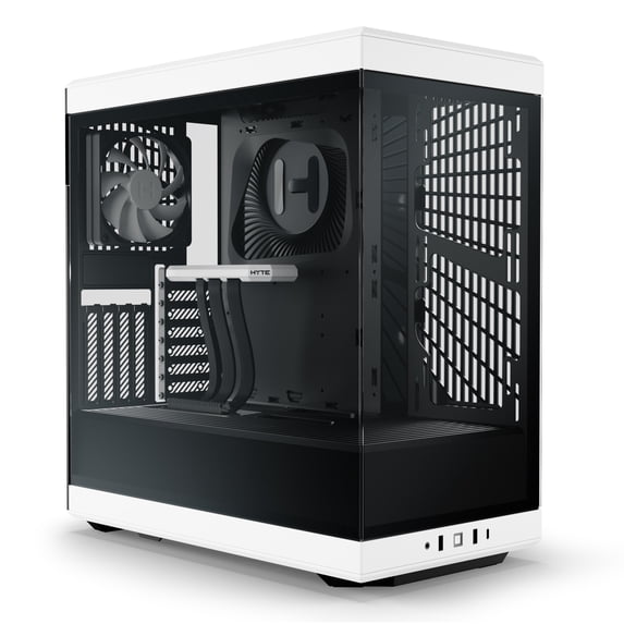 HYTE Y40 Modern Aesthetic Panoramic Tempered Glass Mid-Tower ATX Computer Gaming Case with PCIE 4.0 Riser Cable Included, White