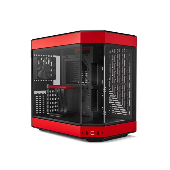 HYTE Y60 Modern Aesthetic Dual Chamber Panoramic Tempered Glass Mid-Tower ATX Computer Gaming Case with PCIe 4.0 Riser Cable Included, Red