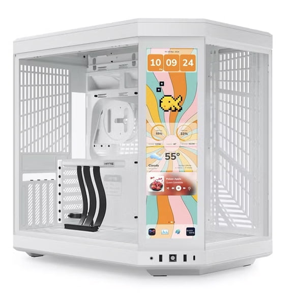 HYTE Y70 Touch Infinite Dual Chamber ATX Mid Tower Gaming PC Case with Integrated 2.5K IPS Touchscreen,