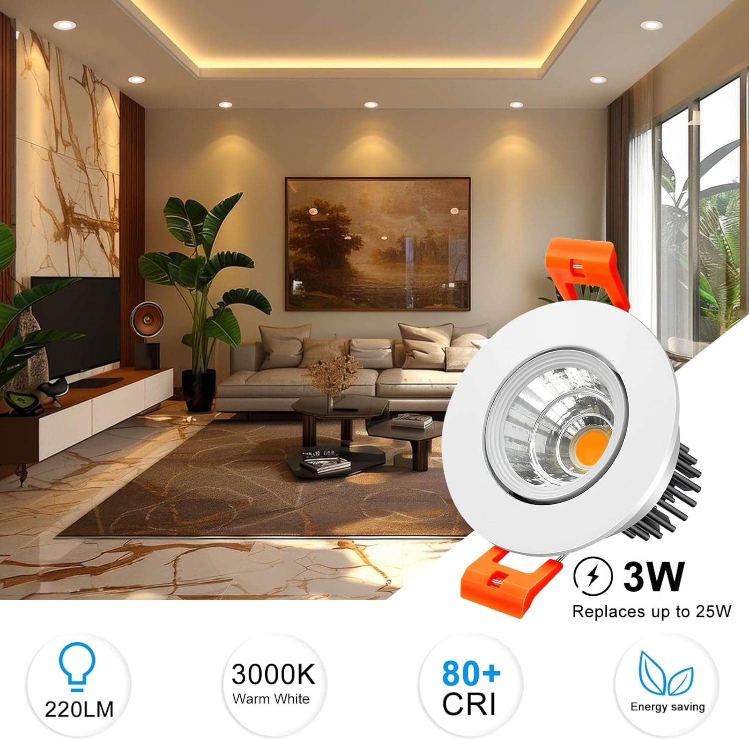 HYTHU-2 Inch LED Downlight, 3W Recessed Lighting COB Dimmable, 3000K ...