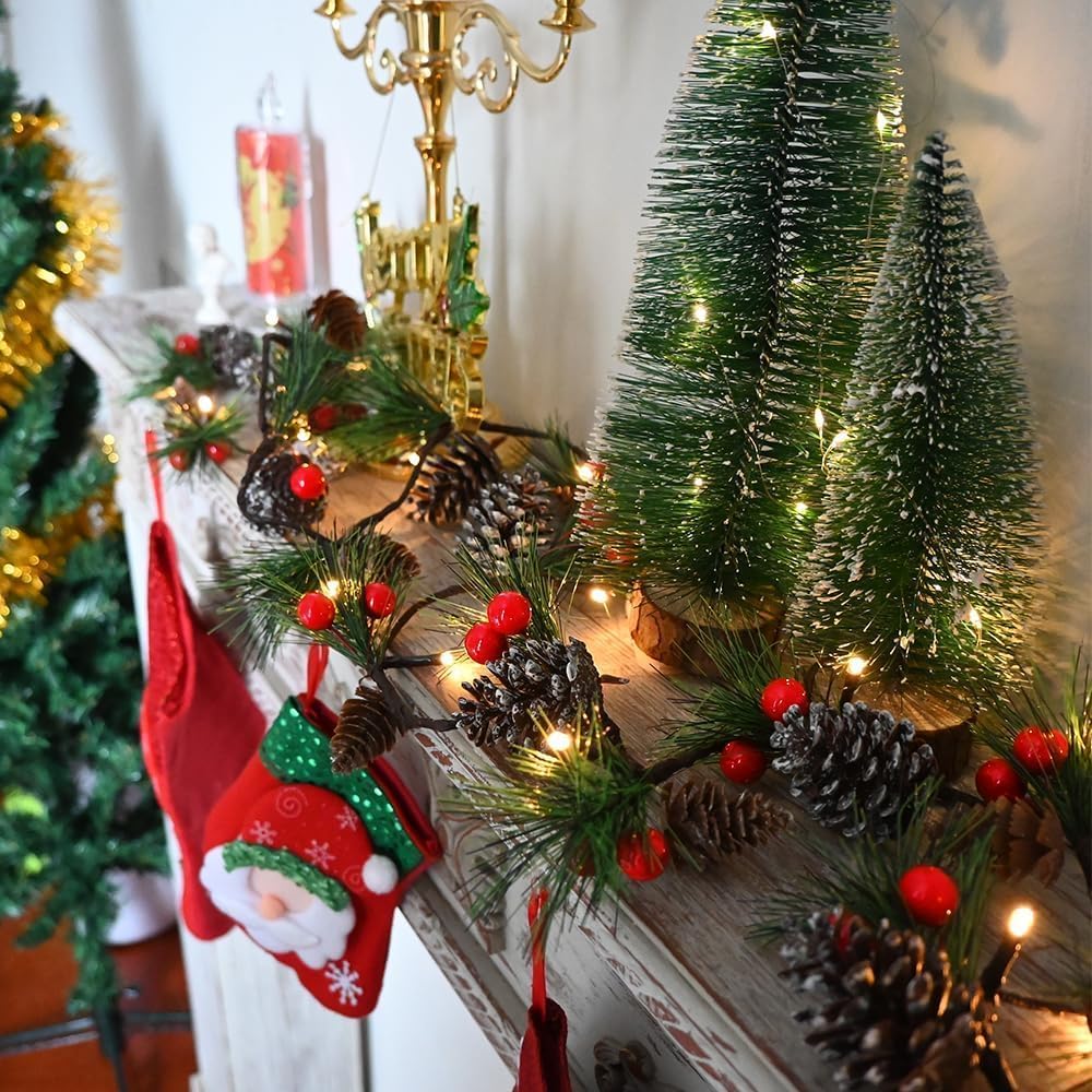 HYTHU-2025 Upgraded Christmas Garland Lights 9.84FT Holiday Prelit ...