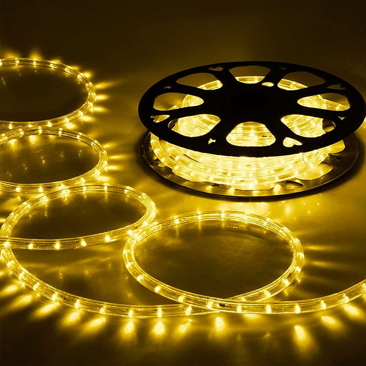 HYTHU-50ft 360 LED Rope Lights Outdoor, Connectable and Flexible Tube ...