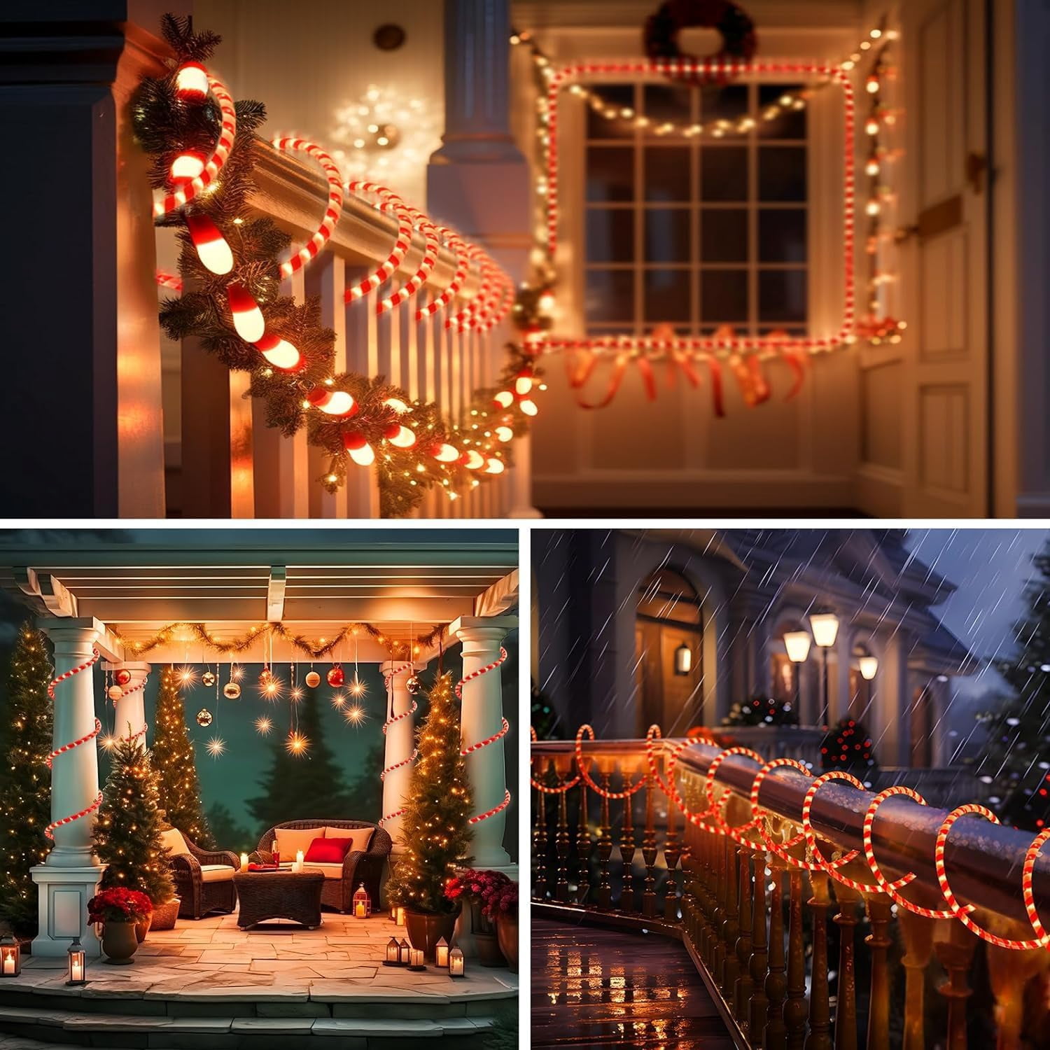 HYTHU-Christmas Candy Cane Rope Lights - 18FT LED Fairy Lights IP65 ...
