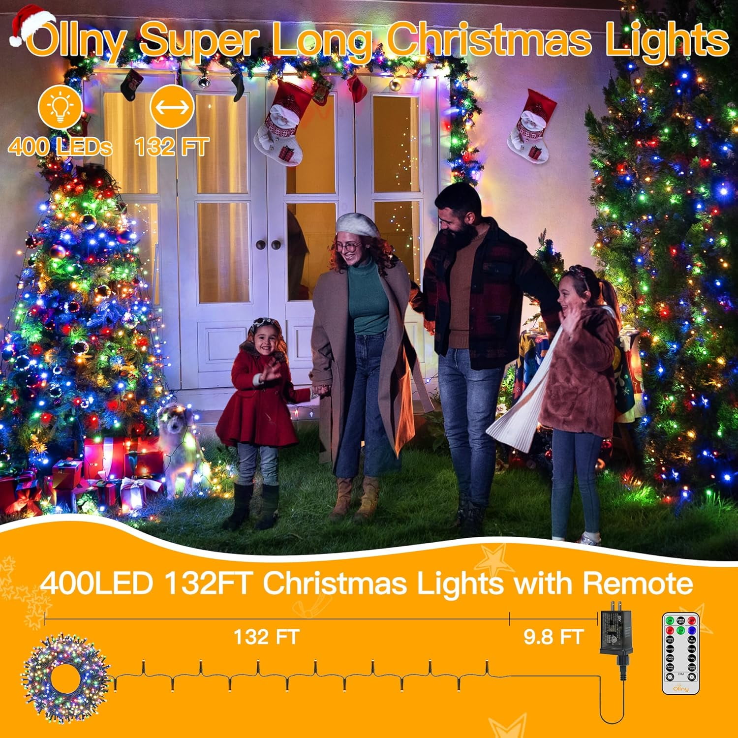 HYTHU-Christmas Lights 400LED 132FT, Plug-in Outside Tree Lights with ...