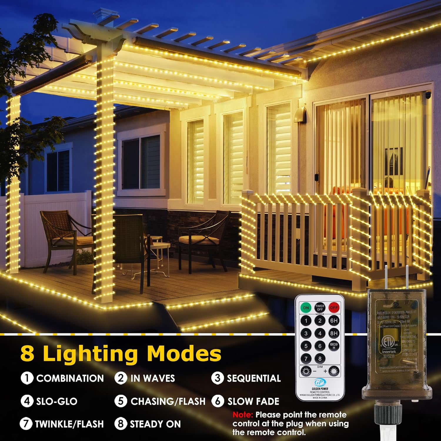 HYTHU-Connectable 66FT 800 LED Rope Lights Outdoor, Warm White Rope ...