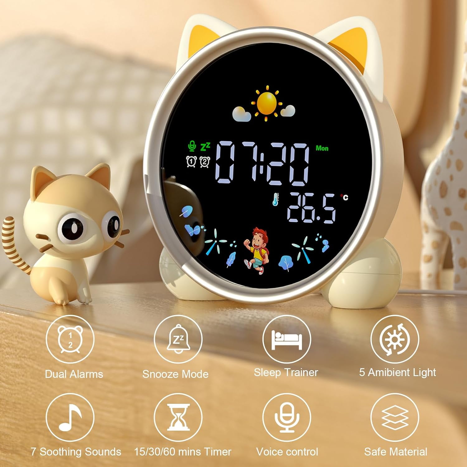 HYTHU-Kids Alarm Clock with Night Light,OK to Wake Clock for Kids,Stay ...