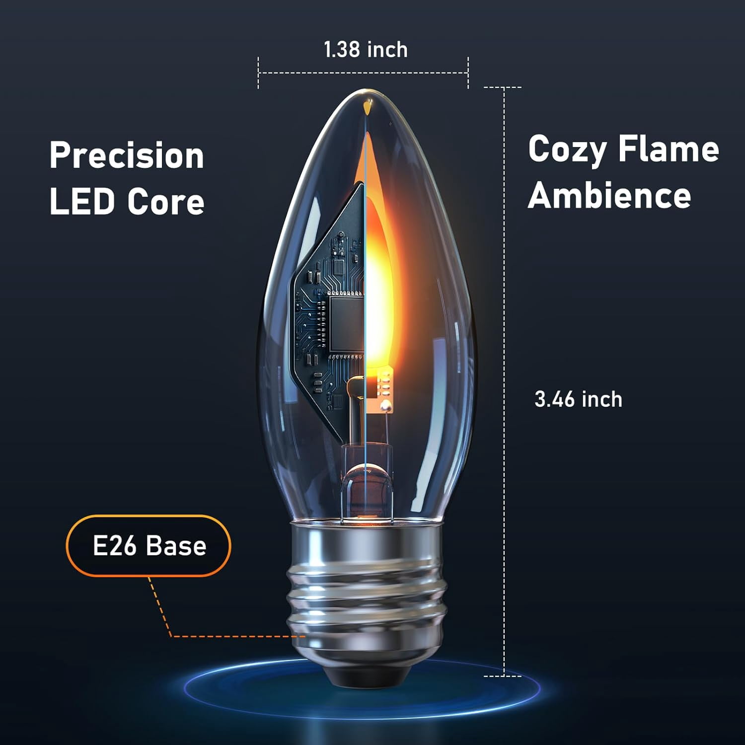 HYTHU-LED Flame Light Bulbs - Realistic Flickering Fire Effect Bulb ...