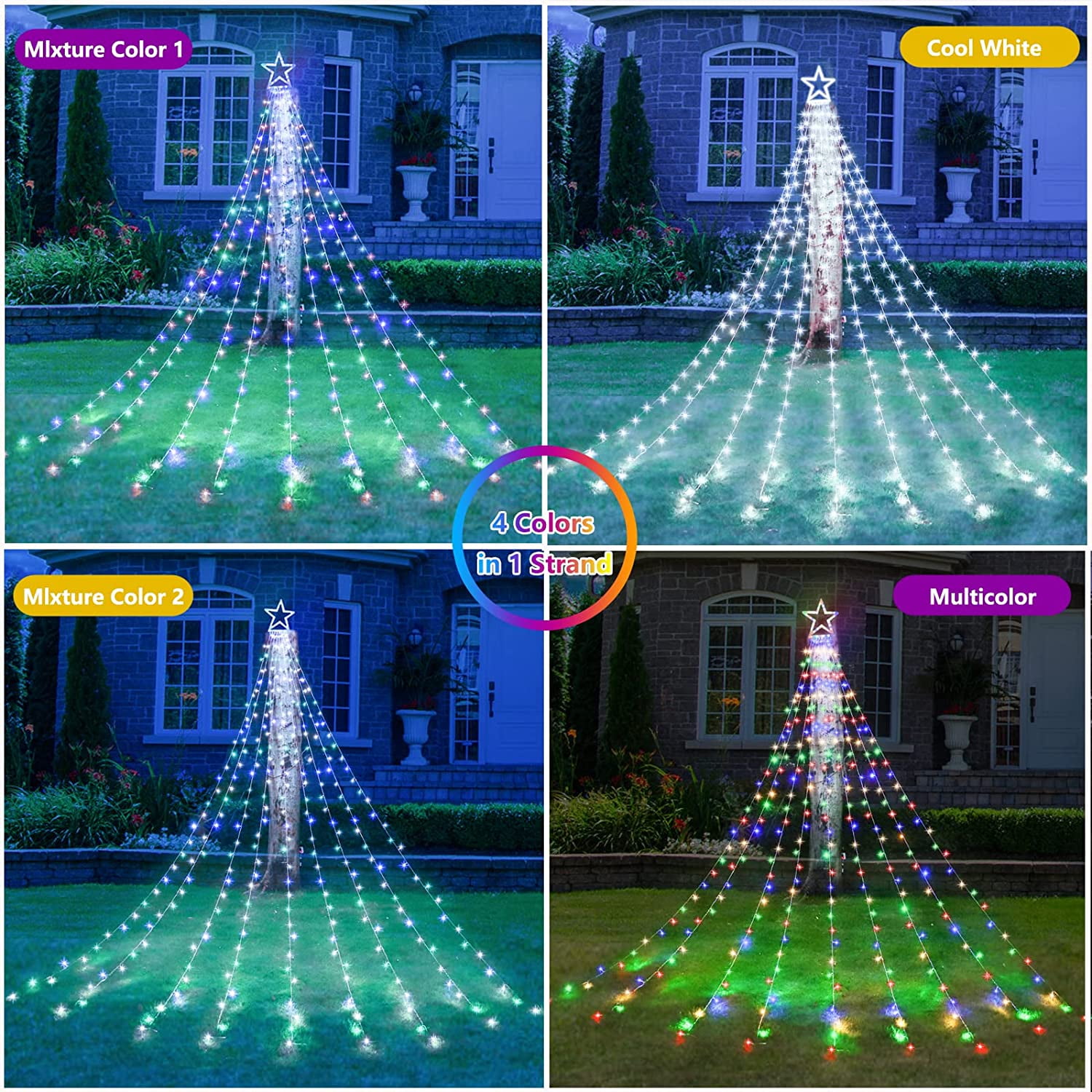HYTHU-Outdoor Christmas Decorations Star String Lights Color Changing ...