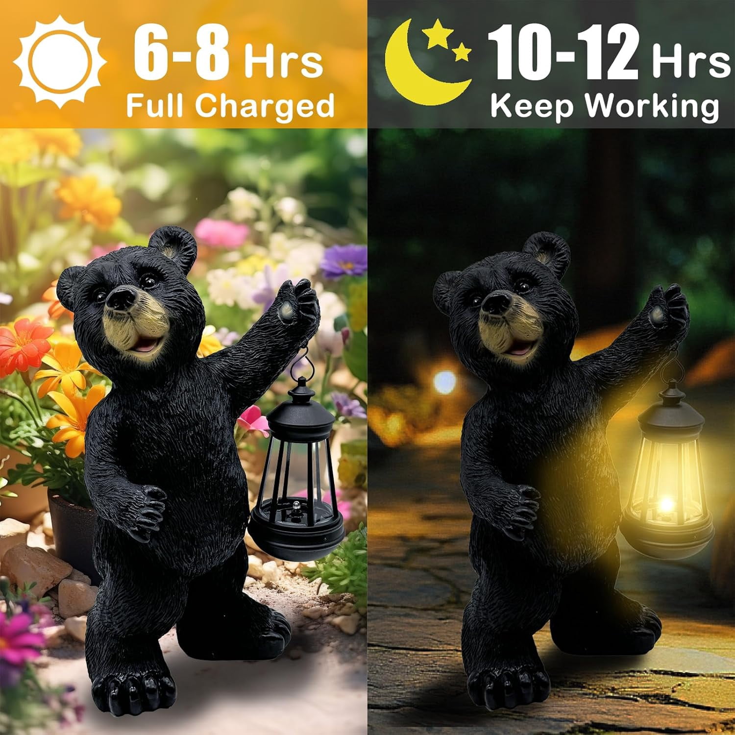 GIGALUMI Solar Garden Statues Loving Bear Figurine Lights for Outdoor
