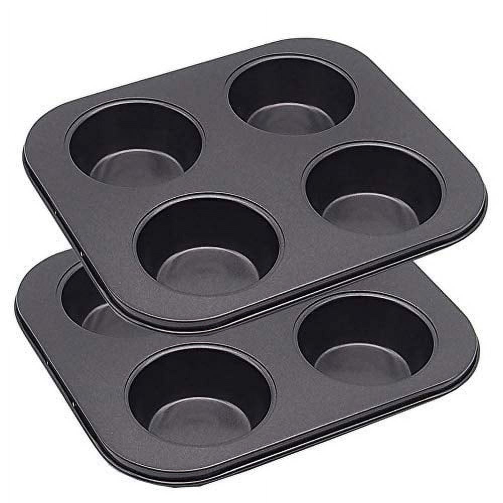 4 Cup Large Muffin Cupcake Moulds/Trays, Non Stick Cupcake Muffins Tin  Baking Tray 2 Pack Carbon Steel Round Muffin & Cupcake Pans, Dishwasher  Oven