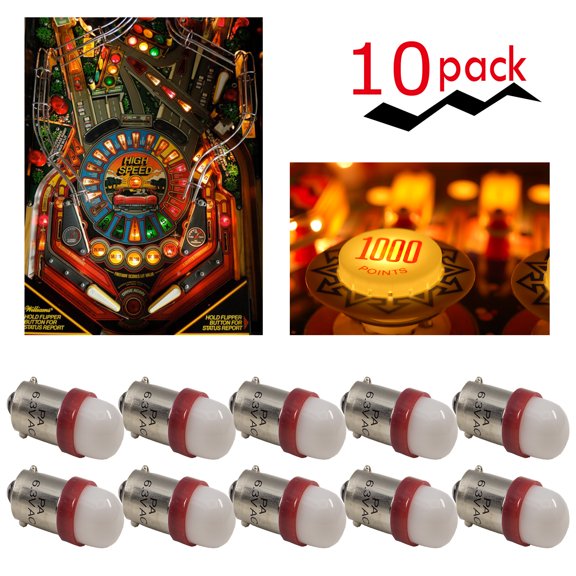 HYUGA 10PCS #44#47#1893#756#1847 T11 ba9s 2SMD 2835 LED 6.3V DC Bayonet Pinball Gaming Machine Light Bulb (Red, 10 bulbs)