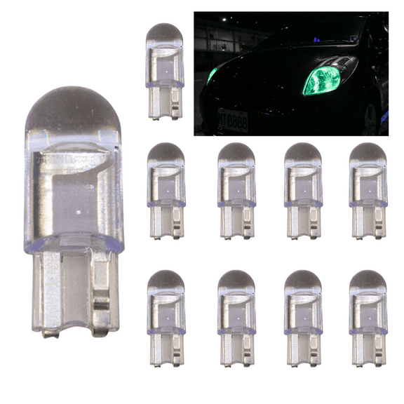 HYUGA T10 194 LED Light Bulb Green 168 2825 W5W T10 Wedge COB Bulbs Error Free for Car Dome Map Door Courtesy License Plate (Pack of 10 )