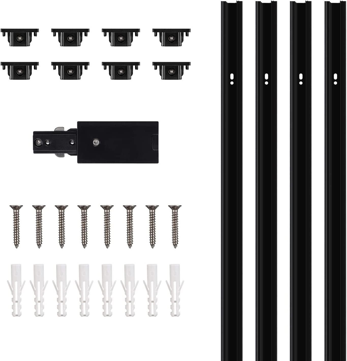 HYUN 15FT H Track Rail Kit, H Type Track Lighting Rails×4+ End Caps×8