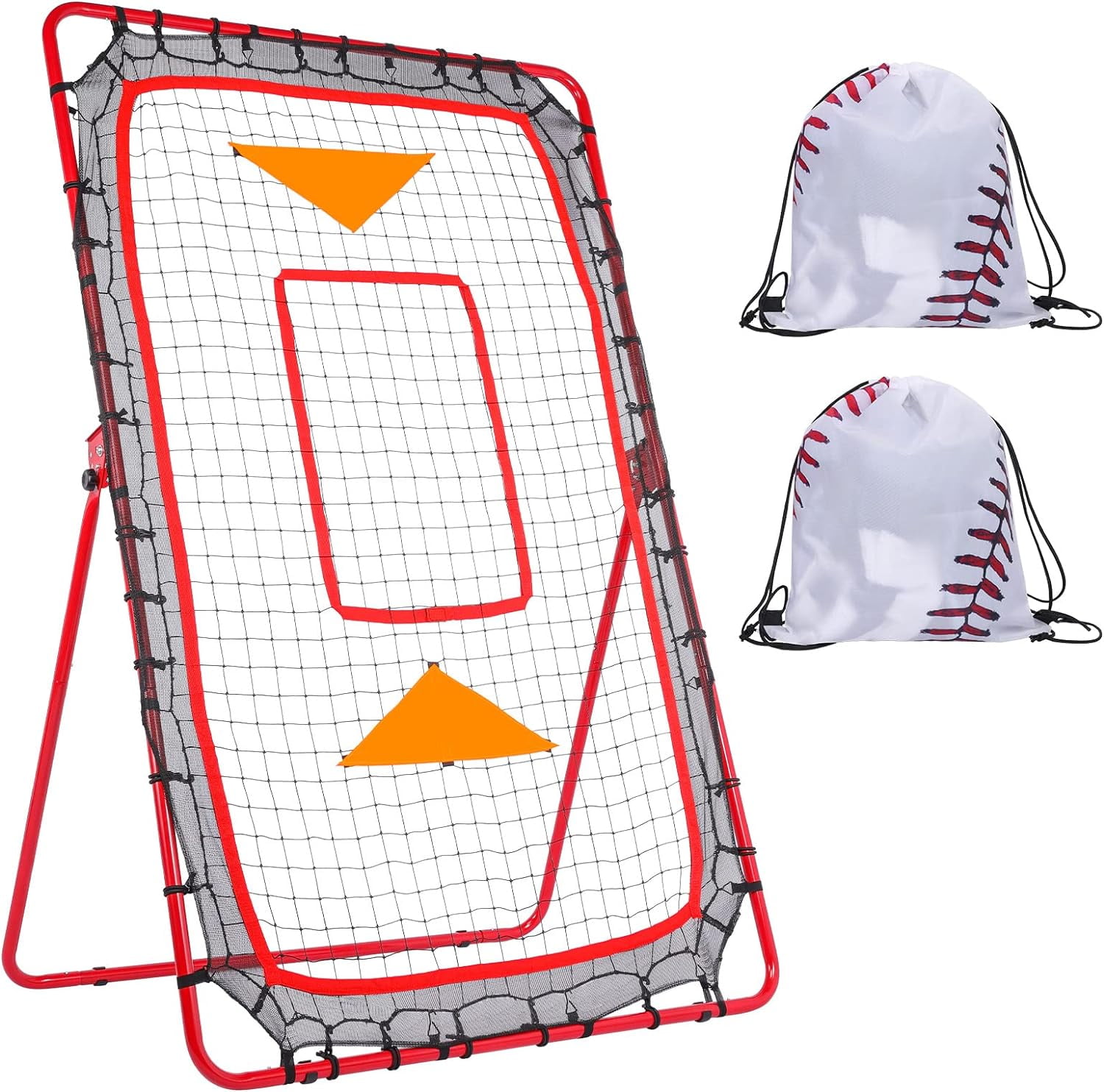 HYUN [2+1] Pitch Back Rebounder Net, 6x3.65 FT, Adjustable Bounce Back