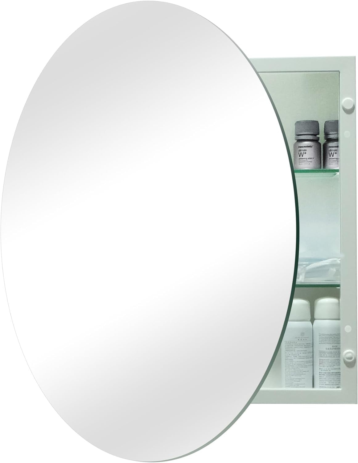 HYUN Medicine Cabinet Round 28 Inch x 28 Inch Bathroom Cabinet Mirror, Circular Storage Cabinet ...