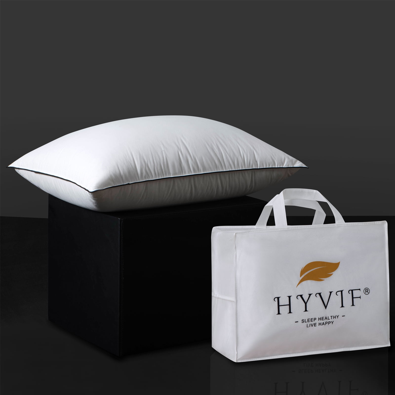 HYVIF Down Pillows，Bedding Luxury Down Pillow King Size，100% Cotton Shell Pillow Support for All Sleep Styles，Set of 1