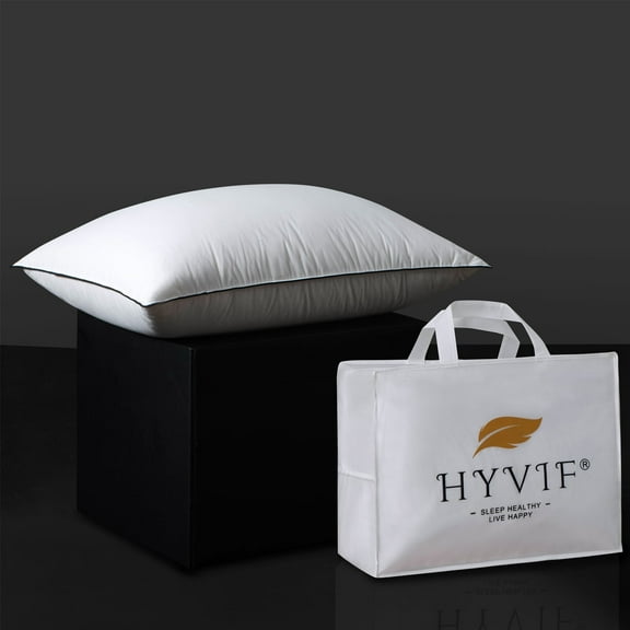HYVIF Down Pillows，Bedding Luxury Down Pillow Standard Size，100% Cotton Shell Pillow Support for All Sleep Styles，Set of 1