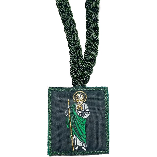 HYVIF gck St Jude Our Lady of Guadalupe Corded Green Scapular Necklace