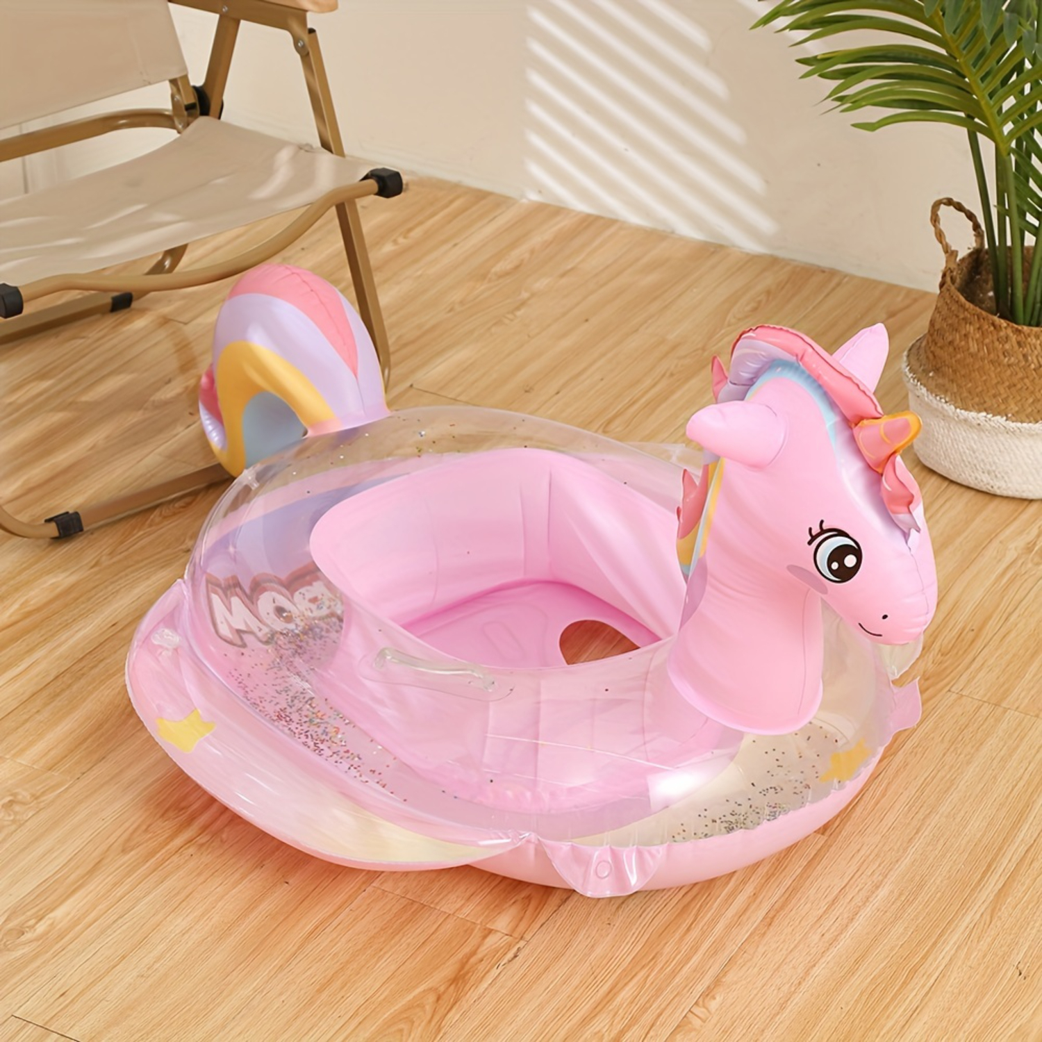 HYYANGUWENTI Adorable Pony Shaped Swimming Ring with Convenient Handle