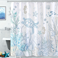 HYYANGUWENTI Blue Nautical Coastal Turtle Ocean Themed Shower Curtain
