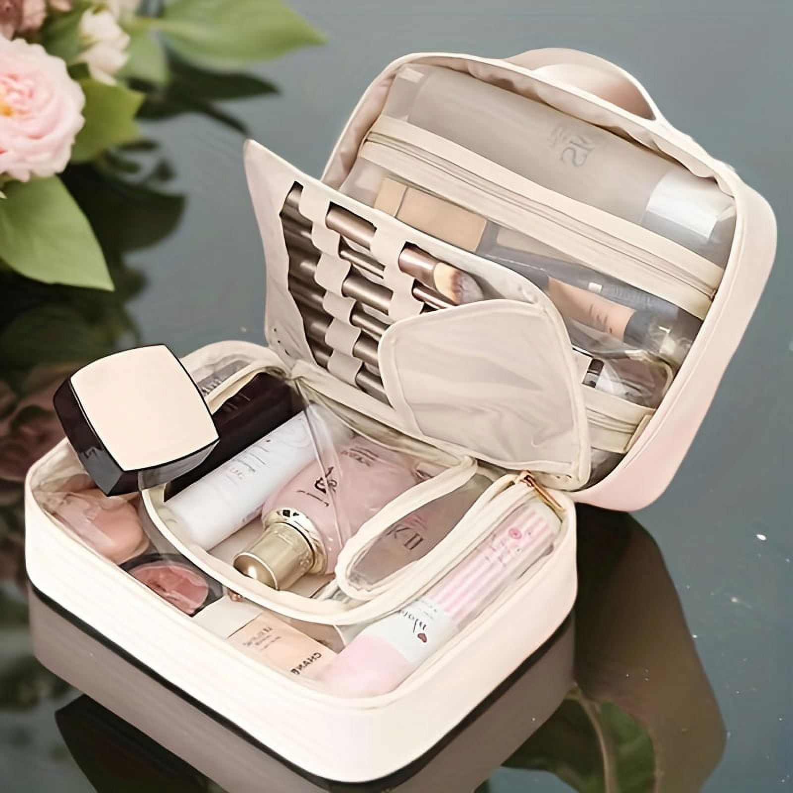 HYYANGUWENTI Luxurious Waterproof Makeup Cosmetic Bag 2024 with 2