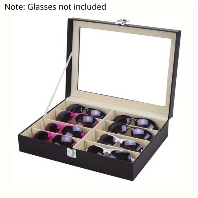 HYYGWHTY Durable MultiPurpose Sunglasses Organizer Case with 8 Slots