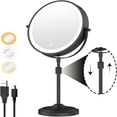 HYYGWHTY Elegant Chrome Finish Lighted Vanity Mirror with Adjustable Height 1X 10x Magnification