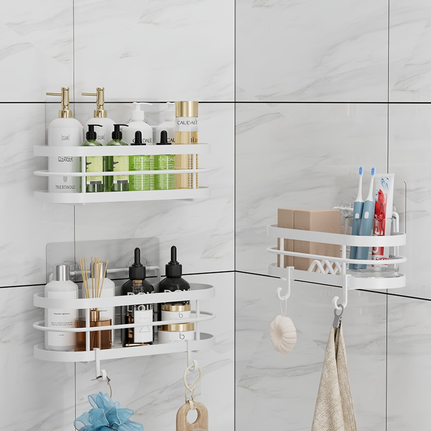HYYGWHTY Modern 3Pack Shower Caddy Organizer with Strong Adhesives