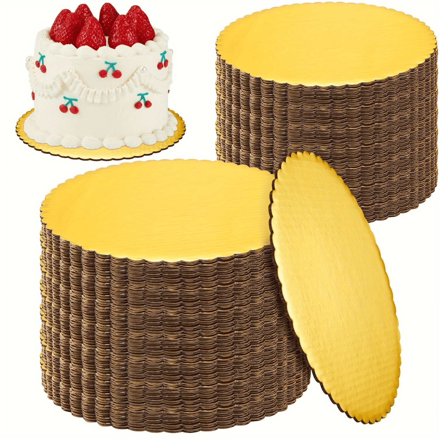 HYYGWHTY Strong and Elegant 8 Inch Gold Round Cardboard Tray Ideal