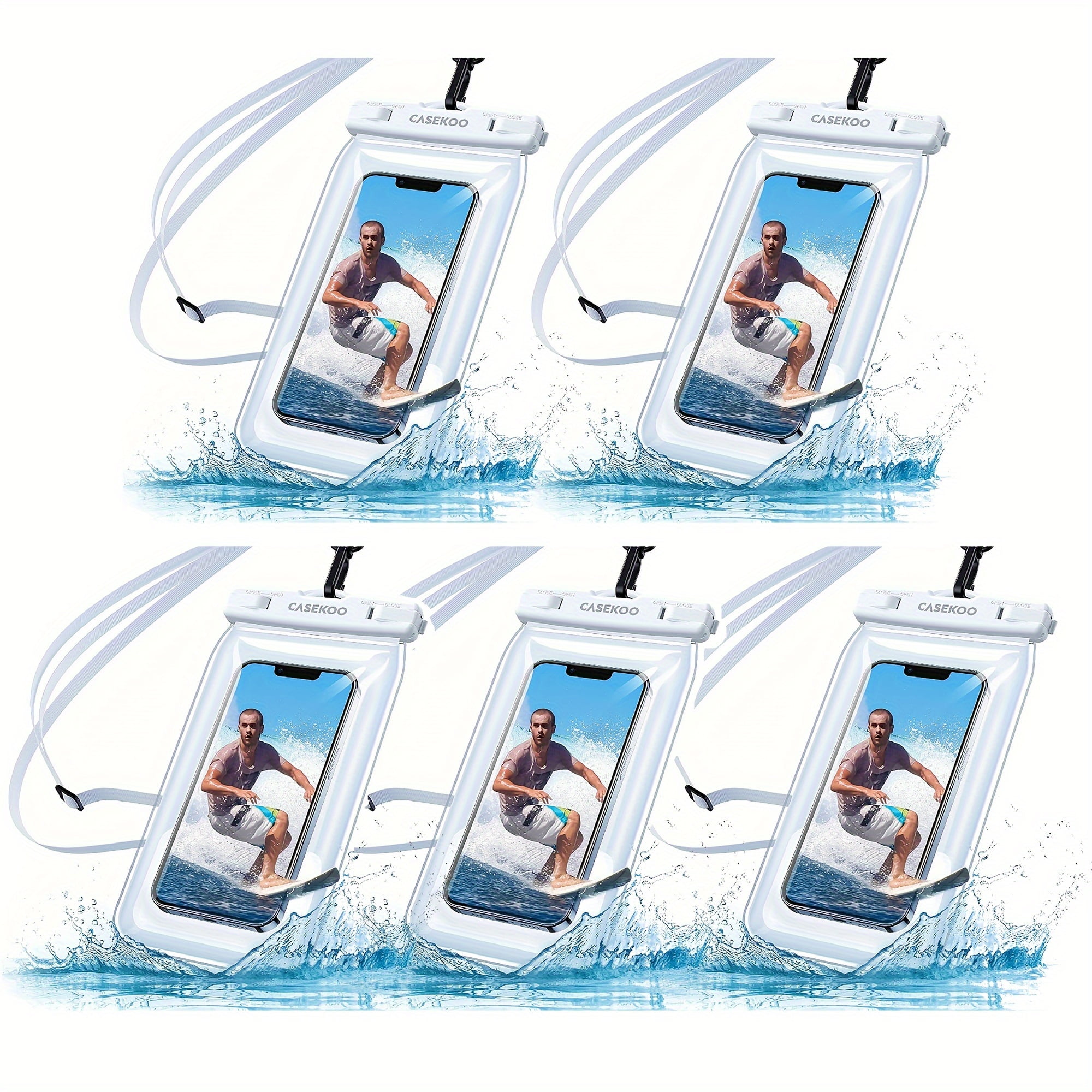 HYYGWHTY Ultra Large 5Pack AntiLost Floating Waterproof Phone Pouch with Never Leak Technology