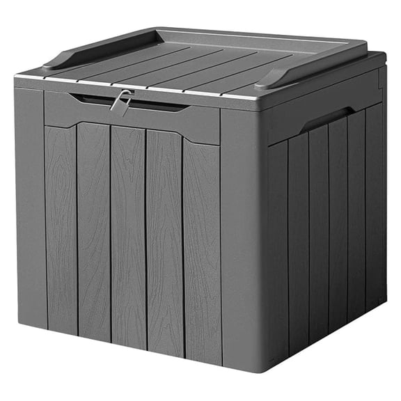 HYYOP 31 Gallon Waterproof Outdoor Storage Box Resin Deck Box Lockable and UV Resistant for Patio Furniture,Garden Tools (Grey)