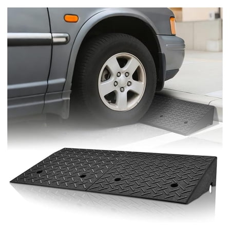 HYYOP 6.9" Rise Threshold Ramp Heavy Duty Loading Driveway Ramp Rubber Curb Ramp 39 in L x 19.5 in W x 6.9 in H for Cars, Warehouse, Wheelchair, Motorcycles