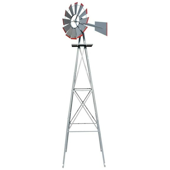 HYYOP 8FT Ornamental Windmill Backyard Garden Decoration Weather Vane, Heavy Duty Metal Wind Mill w/ 4 Legs Design (Grey, 8, Feet, 21.6, Inches, 8.00, Feet, 25.98, Inches, 25.98, Inches)