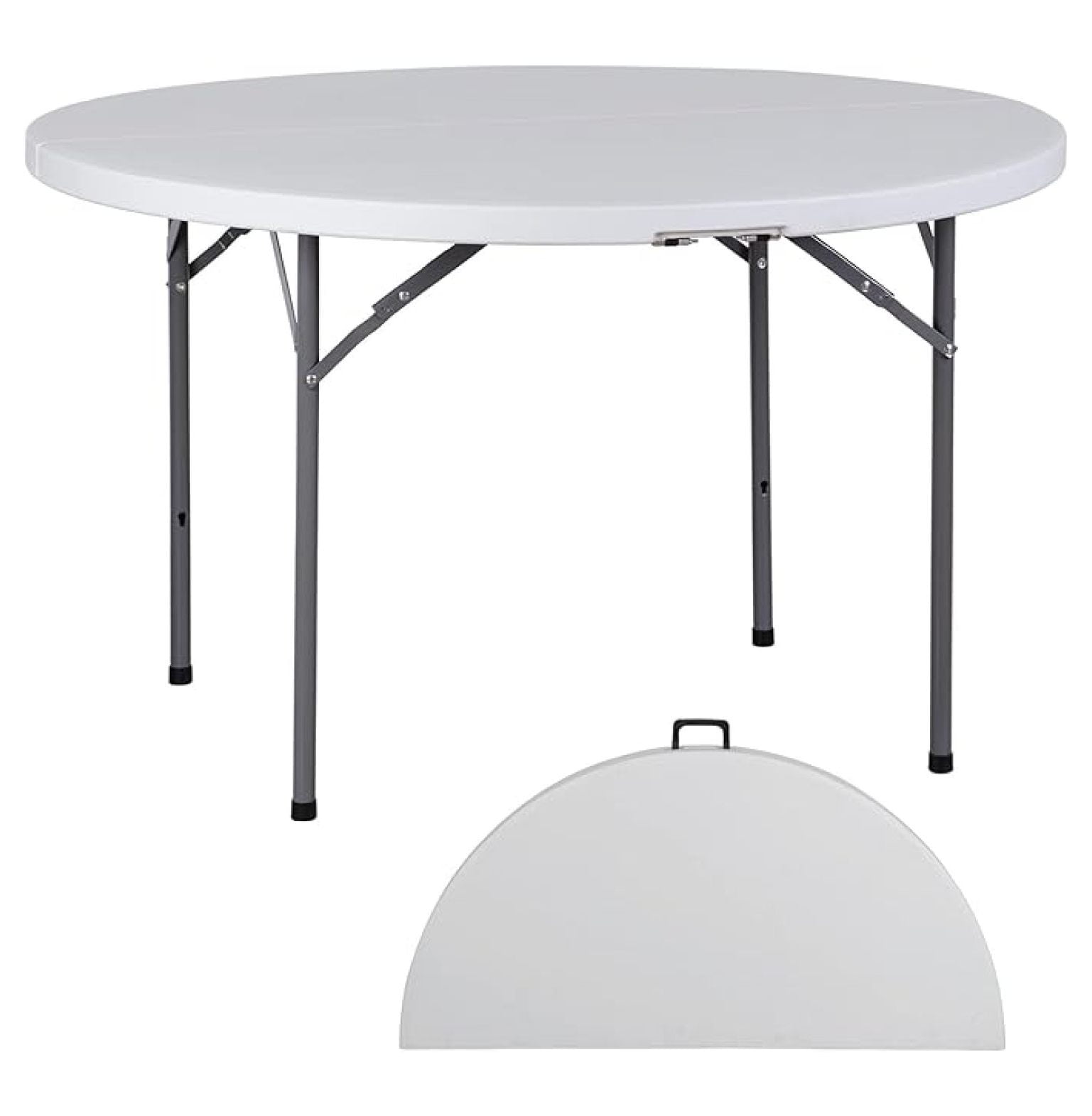 HYYOP Folding Table, Indoor Outdoor Portable Plastic Dining Card Table Utility Table for Camping Dining Event Party, White (Round, 48"x48")