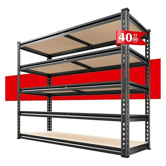 HYYOP2500LBS Garage Shelving 72''H Storage Shelves 40" W Metal Shelving 5 Tier Metal Shelves Adjustable Pantry Shelf for Closet Pantry Basement Kitchen Warehouse 72" H x 40" W x 20" D