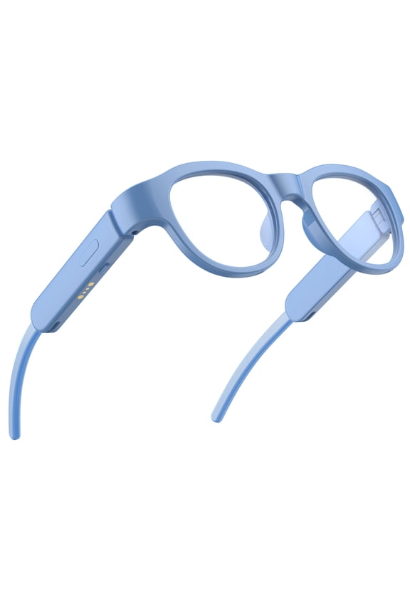 Kids Smart Glasses with LED Lights, Bluetooth 5.4 Open-Ear Audio, Touch Control, Magnetic Charging, Ages 6-12 (Blue)