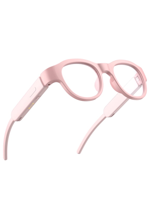 Kids Smart Glasses with LED Lights, Bluetooth 5.4 Open-Ear Audio, Touch Control, Magnetic Charging, Ages 6-12 (Pink)