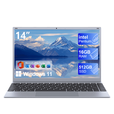 HYYUO 14.1 inch Windows 11 Pro Laptop, Up to 2.64 GHz Intel Pentium J3710, 8GB RAM 512GB SSD, 1920x1080 FHD Screen, WiFi 5 BT5.0 Computer for Business, Student, Home Office, Silver Gray