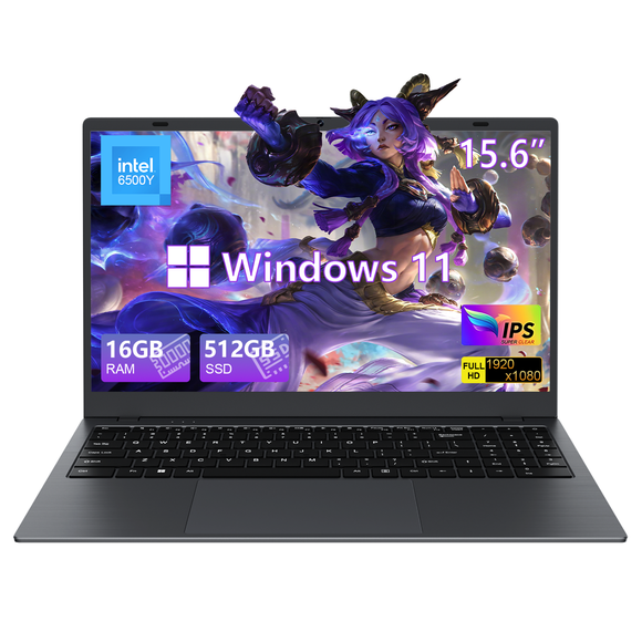 HYYUO 15.6" Windows 11 Laptop, 16GB RAM 512GB SSD, Intel Pentium Gold 6500Y with 2 Cores up to 3.4GHz, 1920x1080 FHD Display, WiFi5 BT5.0, PC Computer for Business, Study, Office