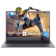 HYYUO Laptop Computer, 14inch FHD Display 16GB RAM 512GB SSD, Intel 6500Y 2 Cores, Windows 11 with Office 2024, Type-C PD Dual 4K Output for Work Study