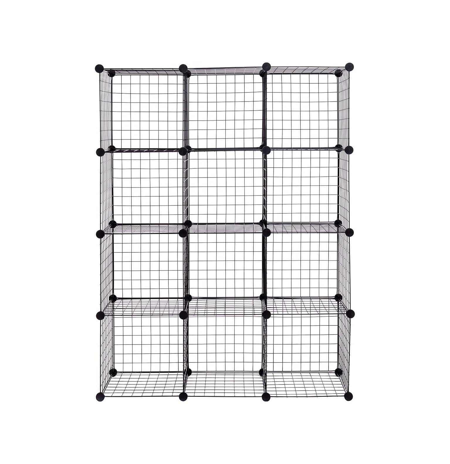 HYYYYH 12Cube Metal Wire Storage Cubes, Free Standing Modular Shelving