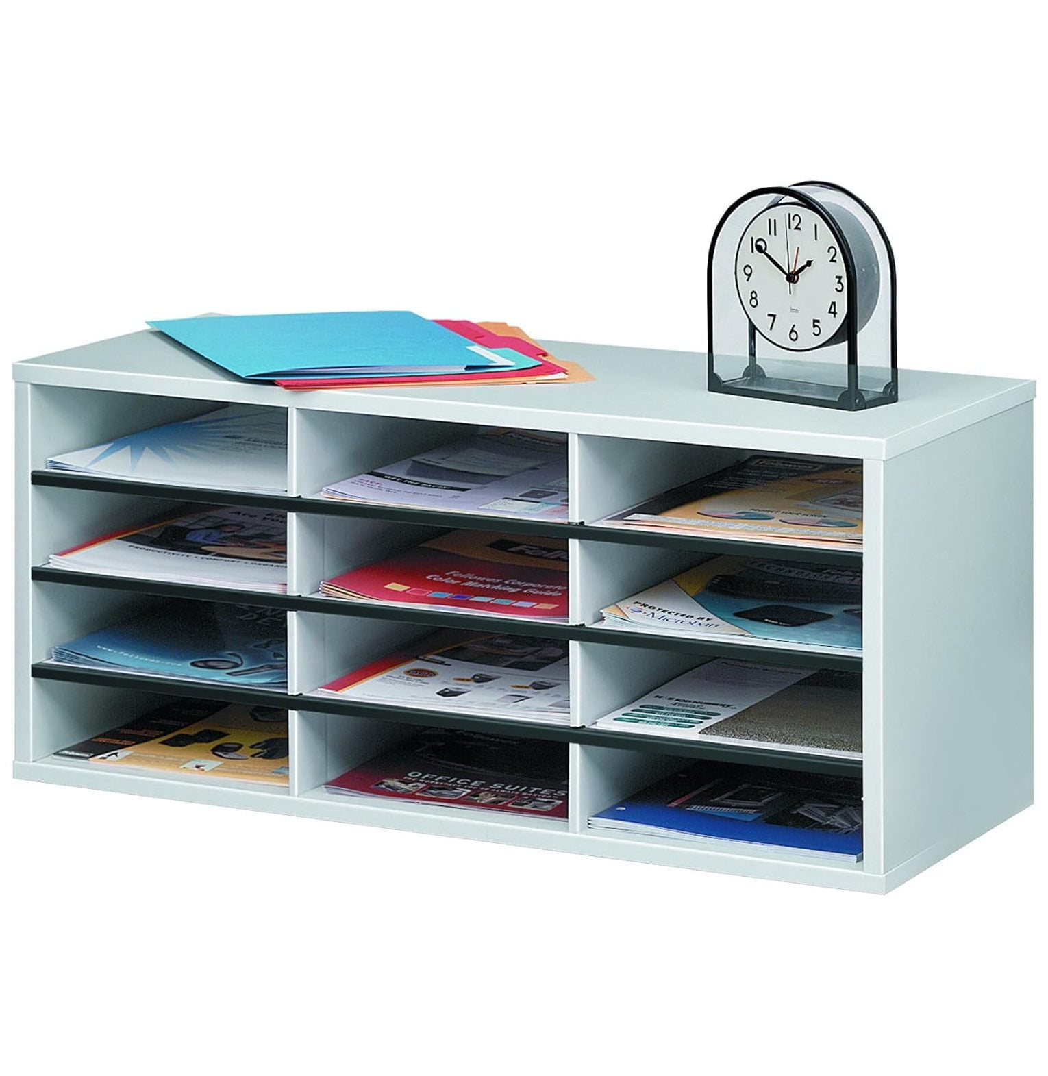 Dove Gray Particle Board 12-Section Desktop Sorter