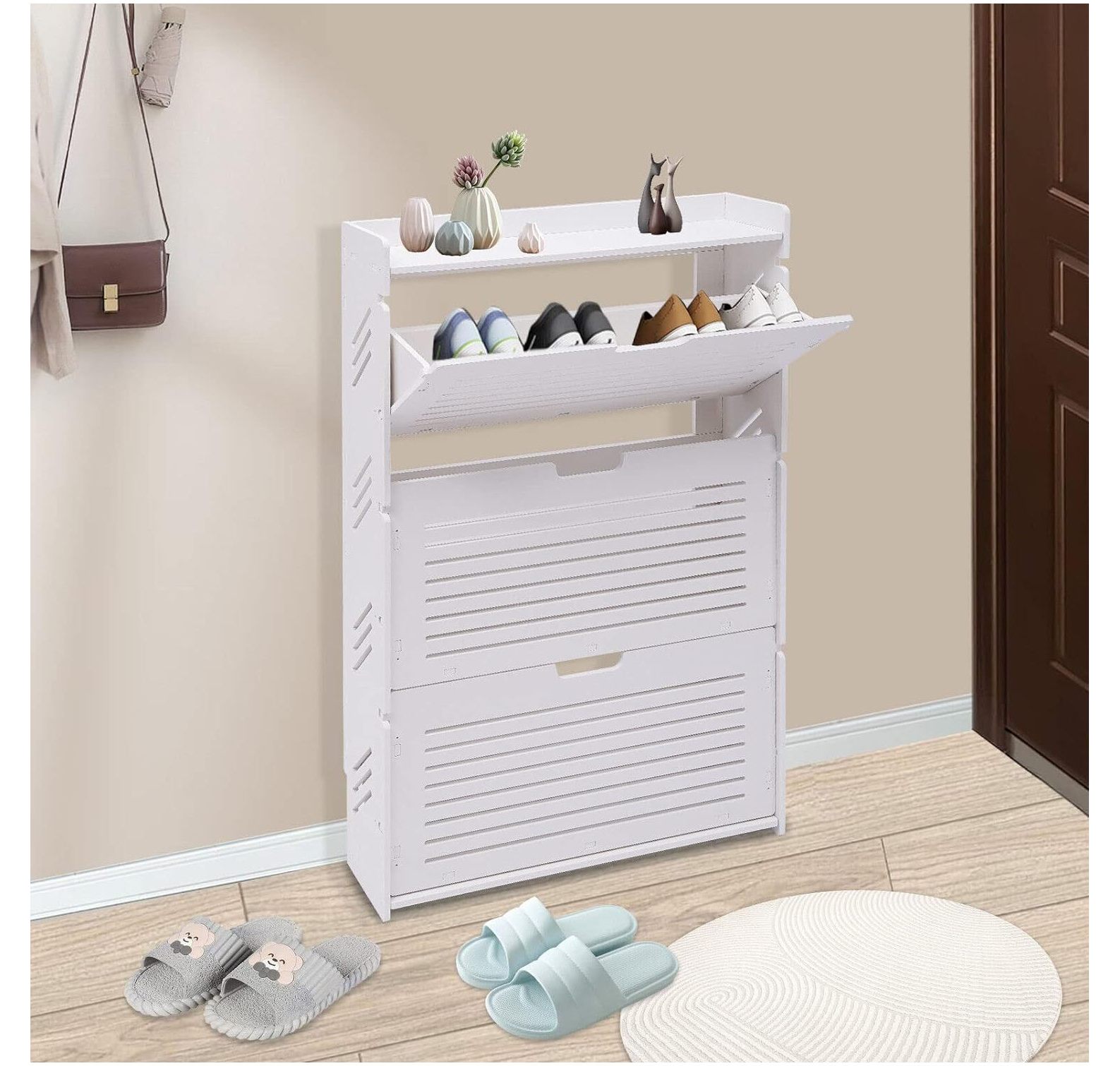 HYYYYH 3 Level Shoe UltraThin Shoe Rack Organizer Entryway