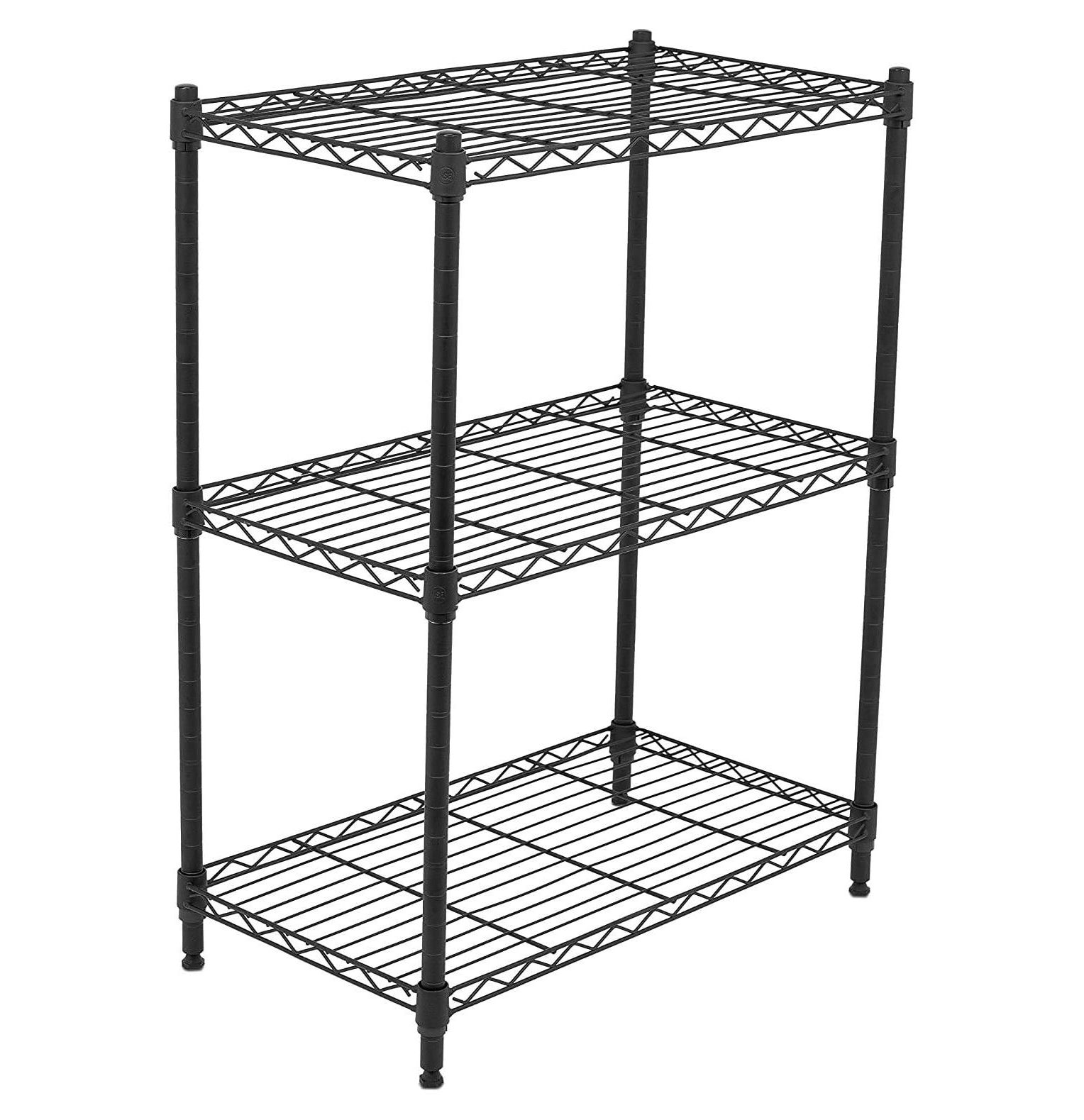 HYYYYH 3Tier Wire Shelving Flat Black Heavy Duty Shelf Wide
