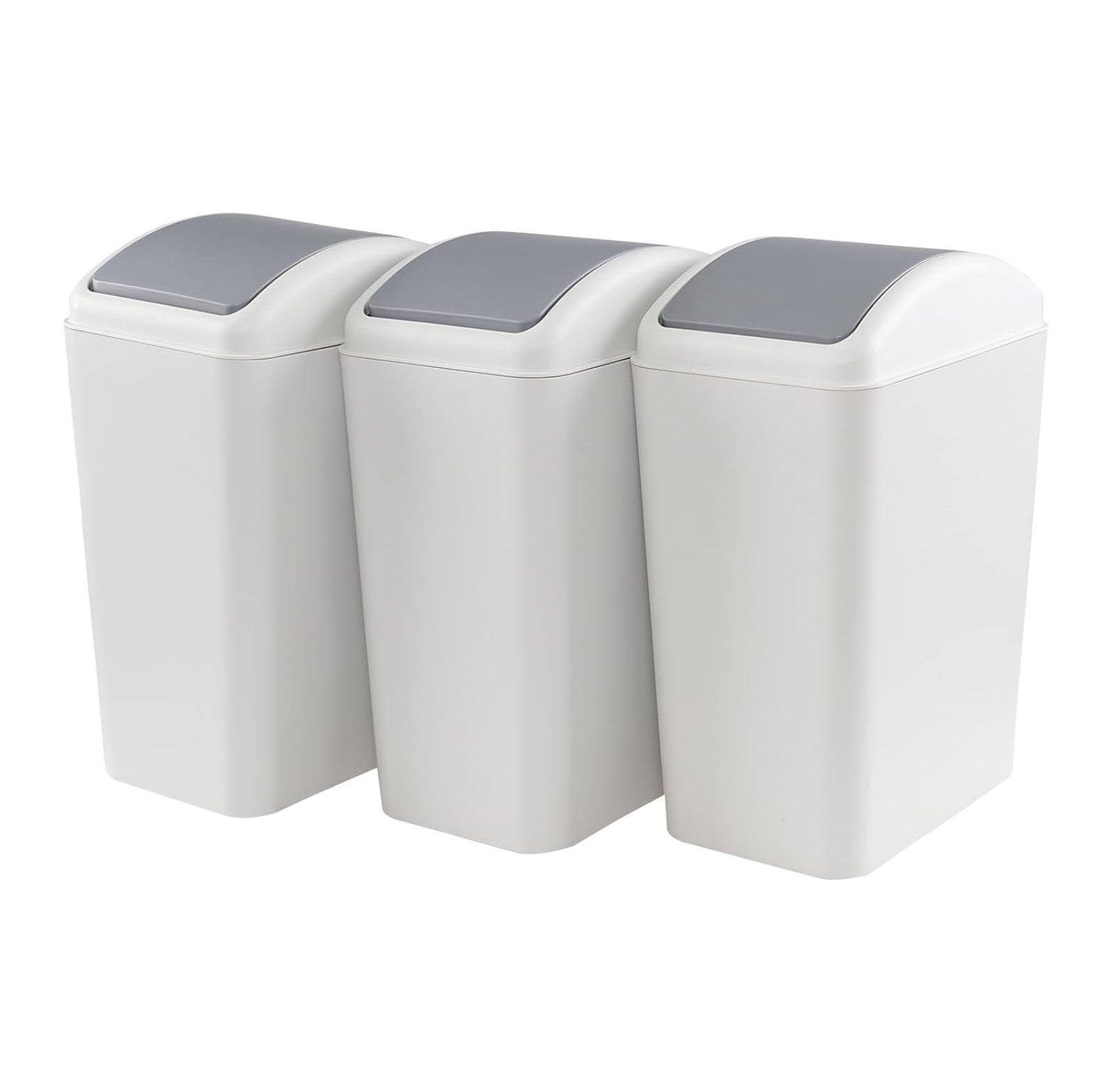 HYYYYH 4.5 Gallon Swing Top Garbage Can, Plastic Trash Bin with Lid, 3 Pack