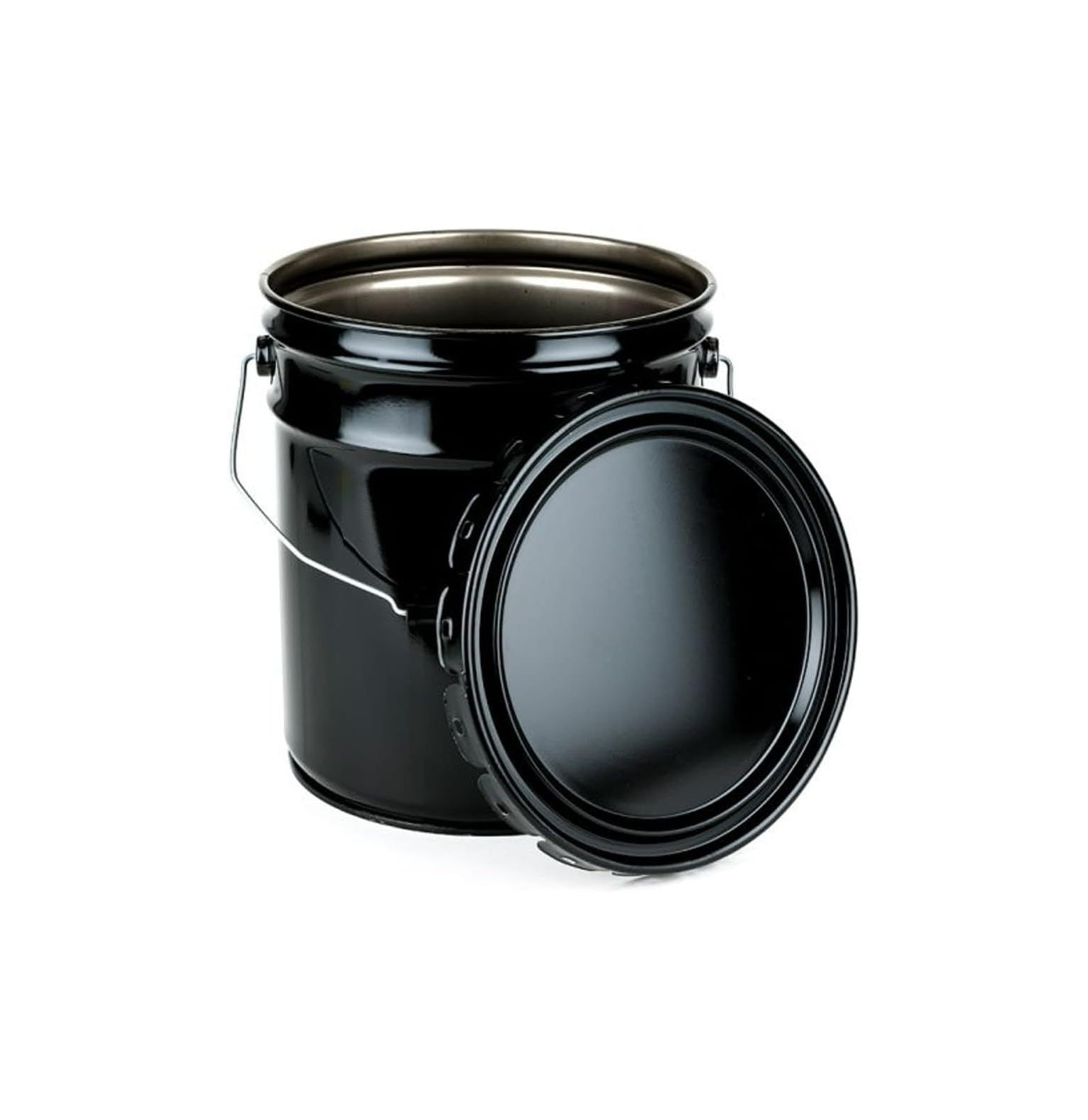HYYYYH 5 Gallon Black Metal Bucket & Lid, Heavy Duty Durable Pails and